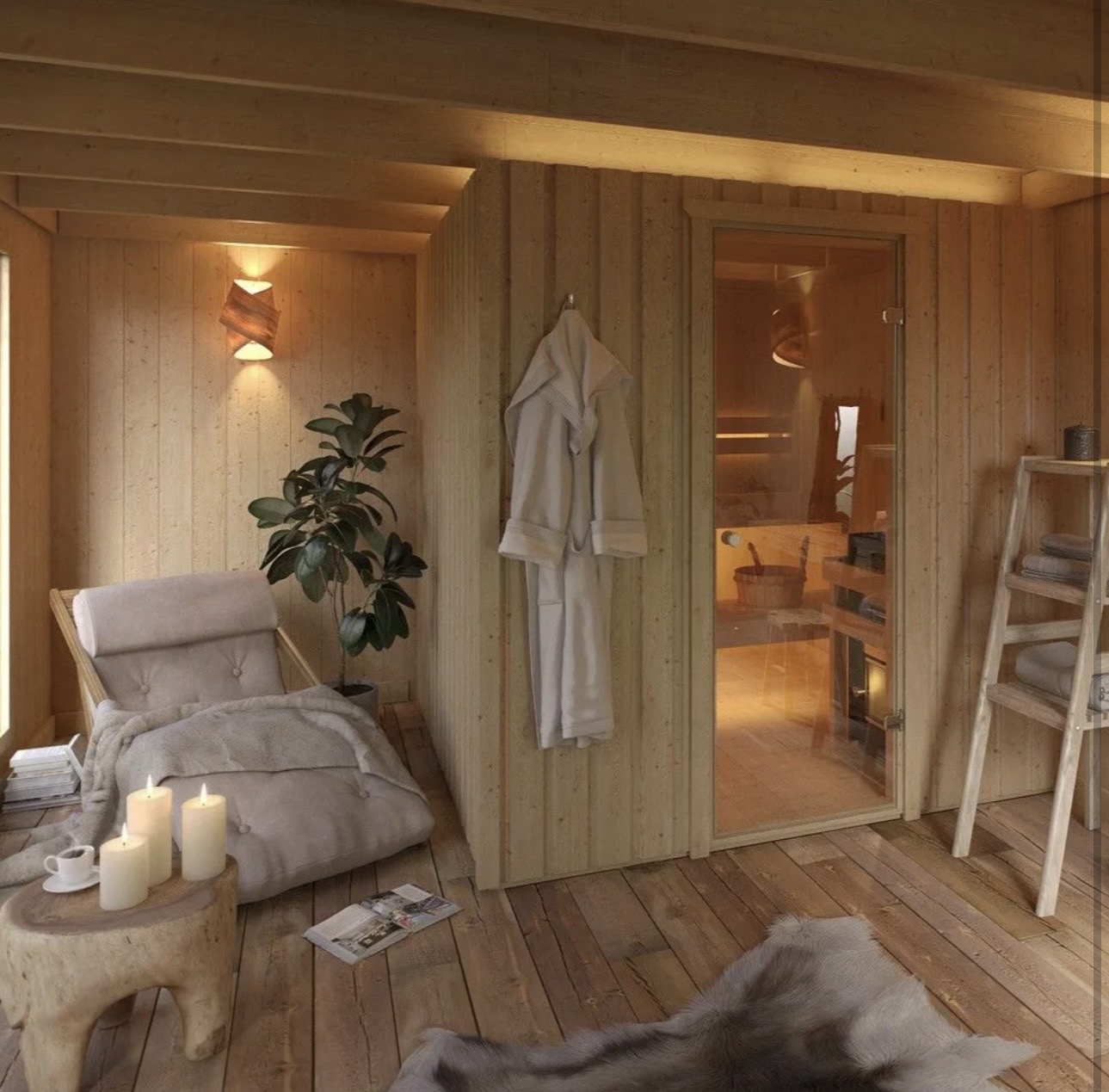 Moderne Privatsauna im Eigenheim